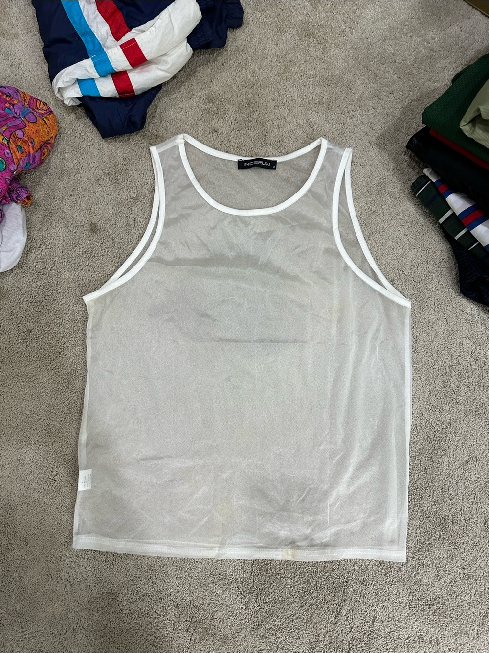 Men’s White Mesh Tank Top - Breathable Athletic Shirt